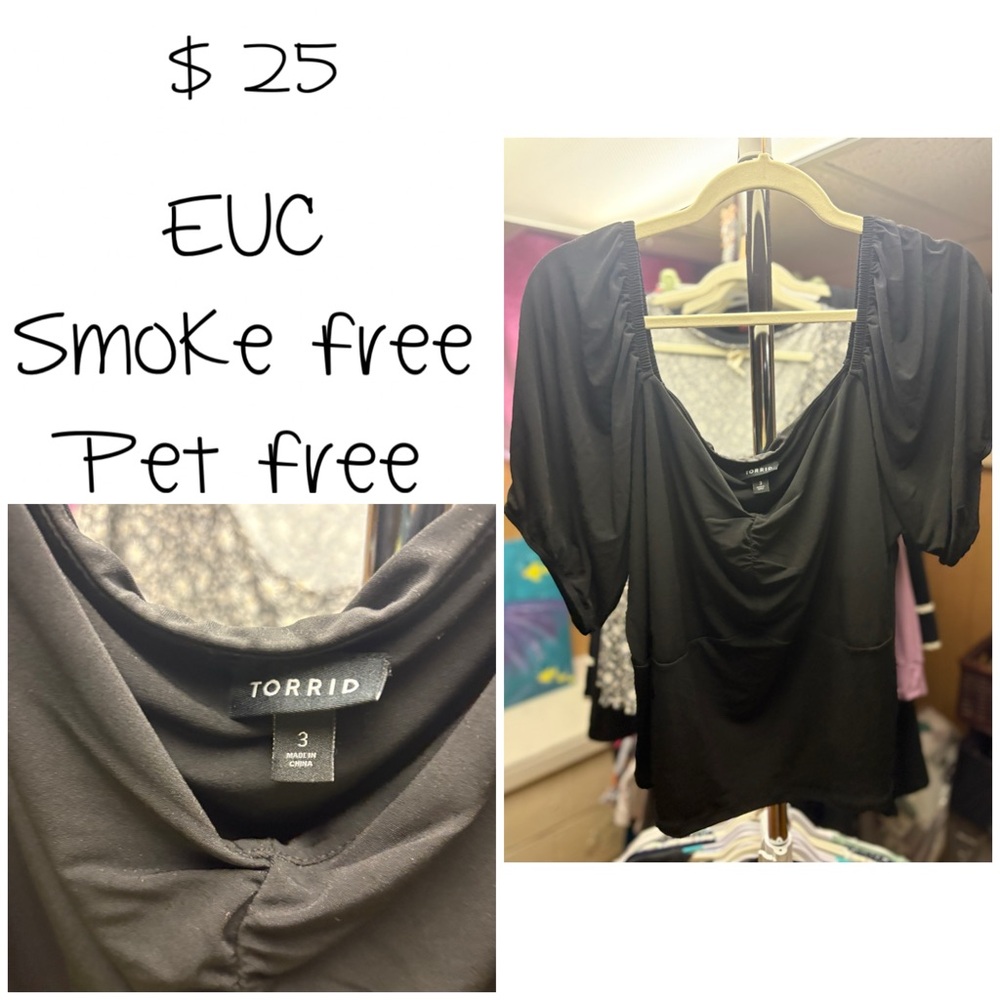 Torrid Black Gathered Blouse